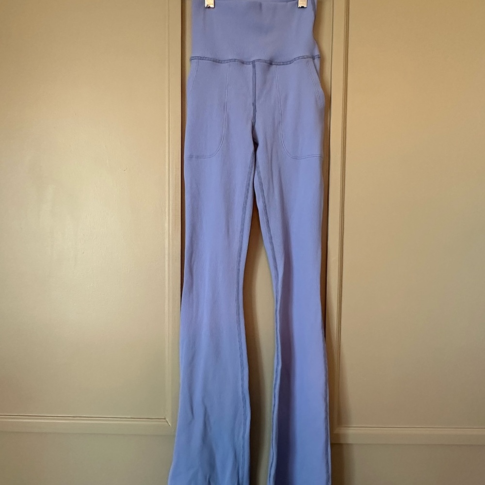 High-Waisted Flare Pants in Light Blue